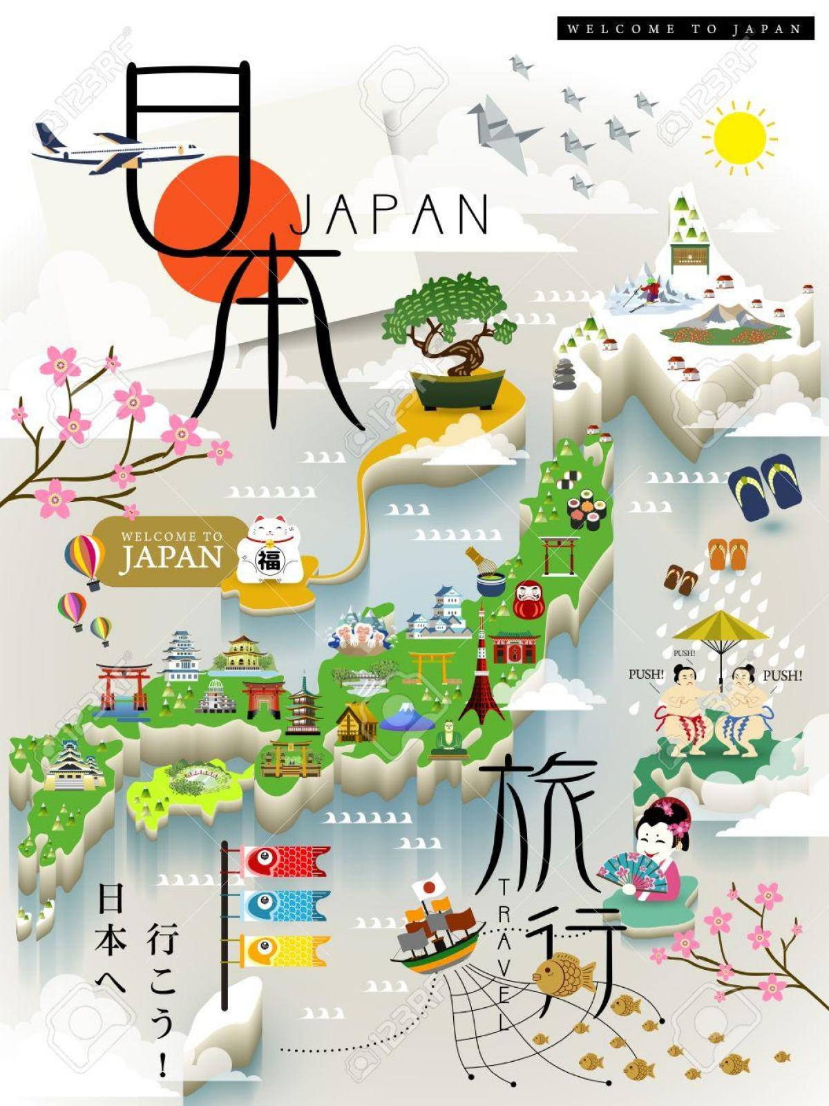 Mappa delle attrazioni turistiche del Giappone