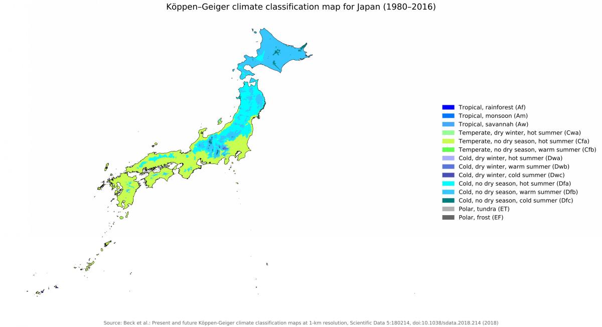 Mappa della temperatura del Giappone