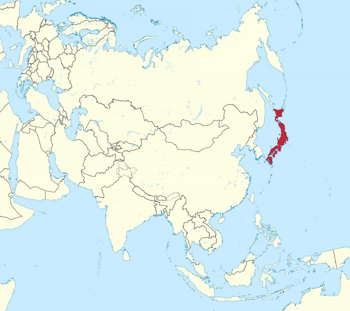 Posizione del Giappone sulla mappa dell'Asia