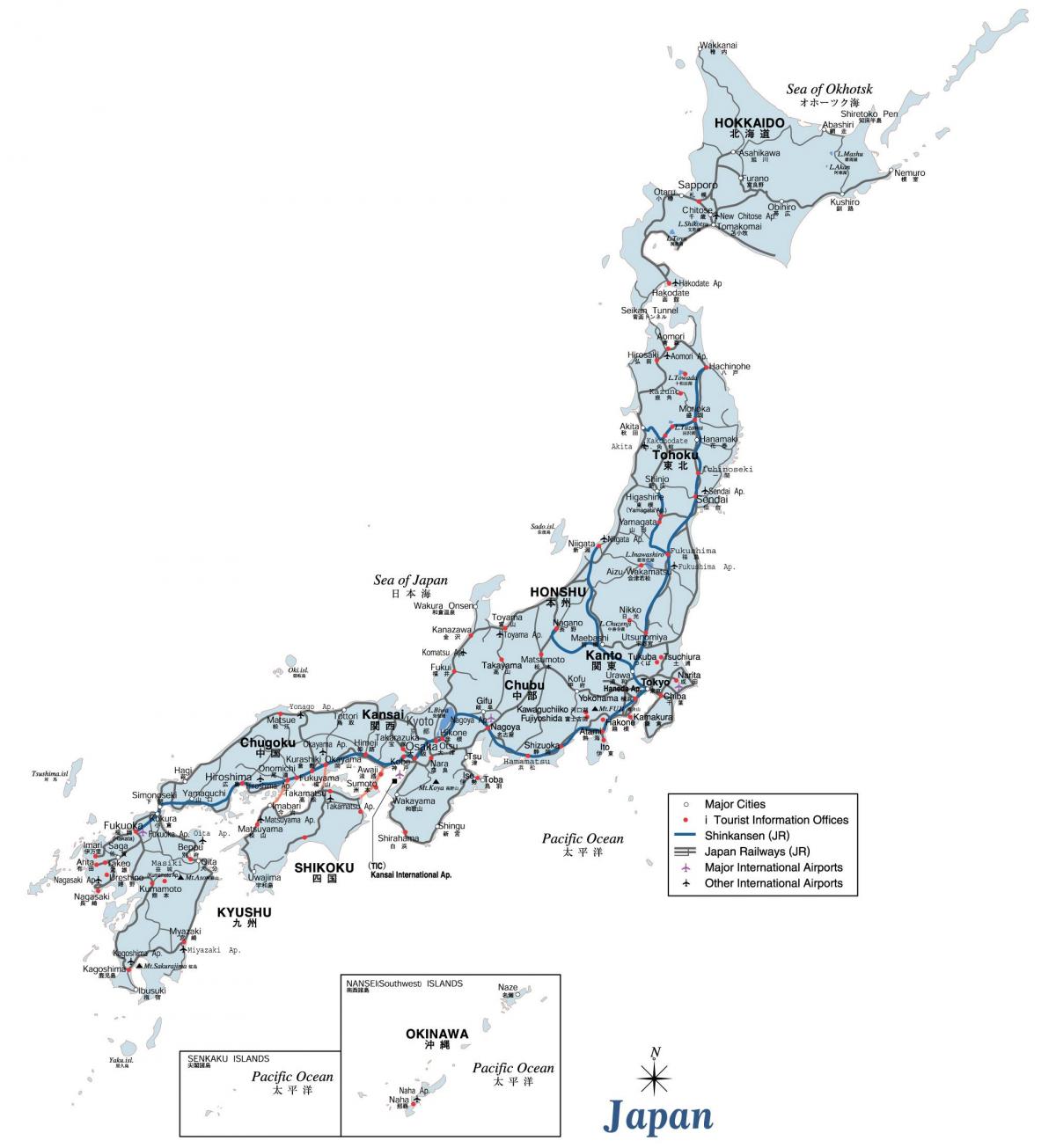 Mappa stradale del Giappone