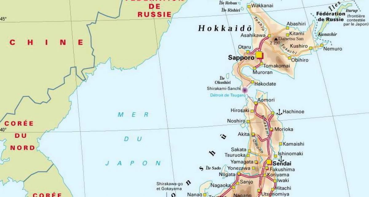 Mappa del nord del Giappone